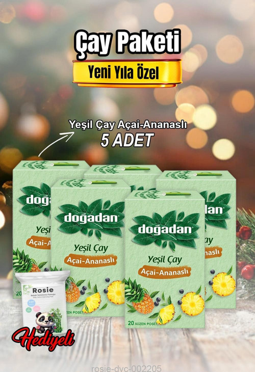 Yeşil Çay Açai Ananaslı Poşet Çay X 5 ve Rosıe Pamuk