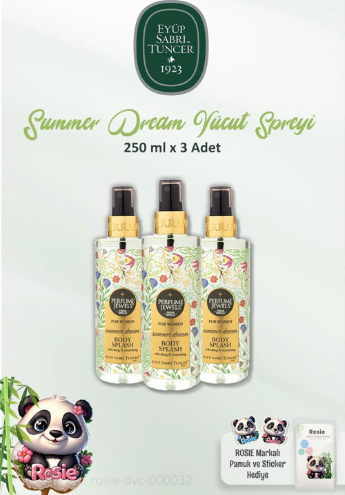 3 Adet Eyüp Sabri Tuncer Body Splash Summer Dream 250 ml ve ROSIE 60'lı Pamuk