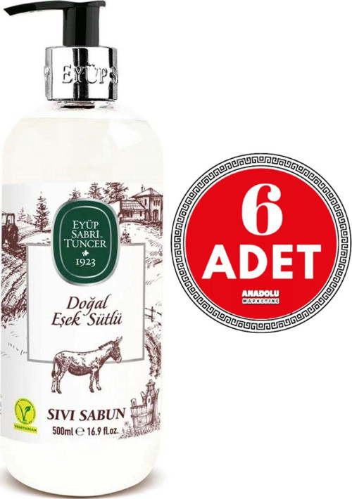 Doğal Eşek Sütlü Sıvı Sabun 500 ml x 6 Adet