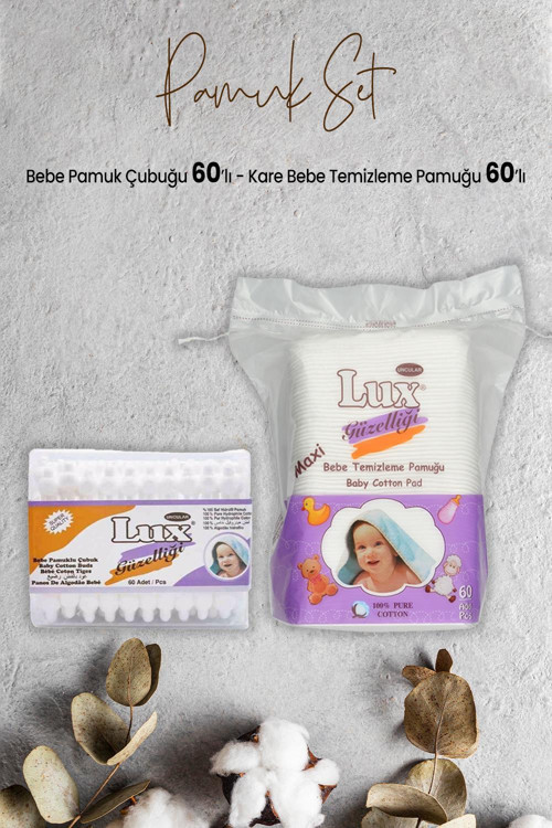 Bebe Pamuk Çubuğu 60' lı ve Kare Bebe Temizleme Pamuğu 60' lı