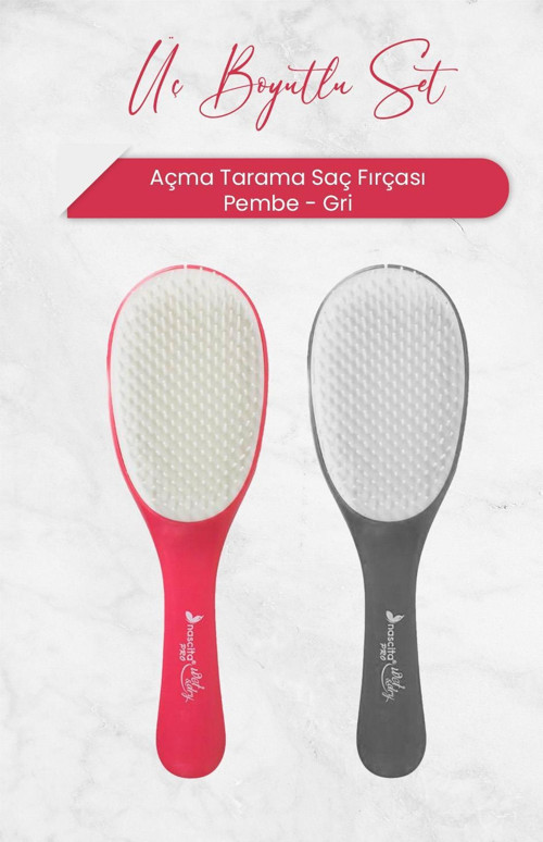 Üç Boyutlu Açma Tarama Saç Fırçası Pembe ve Gri