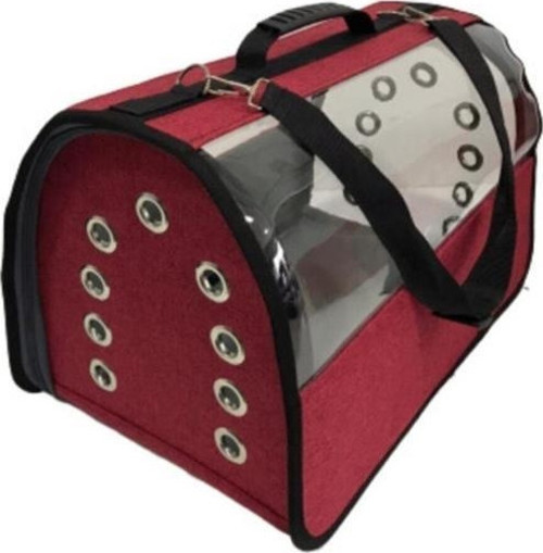 Pet Pretty Flybag Şeffaf Kedi Ve Köpek Taşıma Çantası Kırmızı 30x30x49 Cm Kırmızı