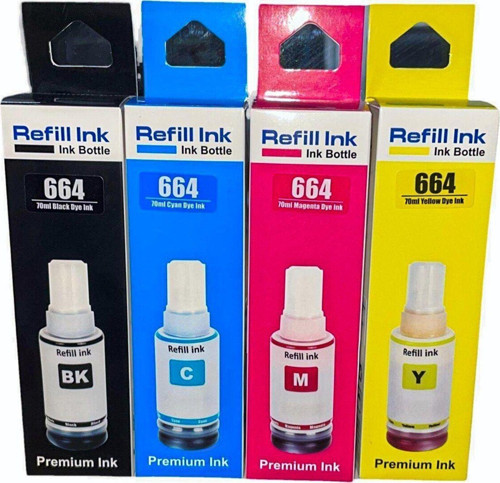Epson T664 L382,L386,L3050,L3060,L3070,L565 4 Renk Mürekkep Seti Uyumlu