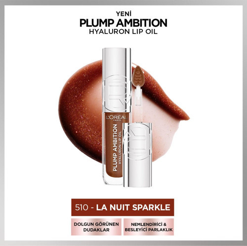 Plump Ambition Hyaluron Lip Oil Besleyici ve Nemlendirici Dudak Parlatıcısı - 510 La Nuit Sparkle