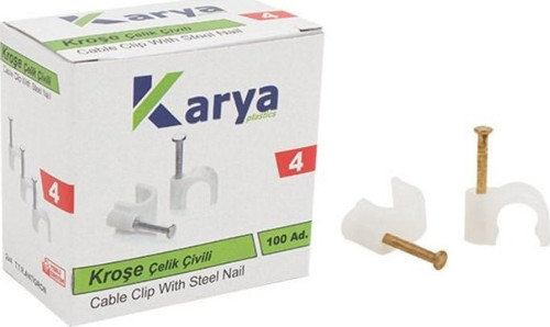 Kroşe 4 Numara Çelik Çivili 8 Mm Kroşe 100 Lü Paket 2x4 Kablolar İçin Kablo Tutucu Kroşe