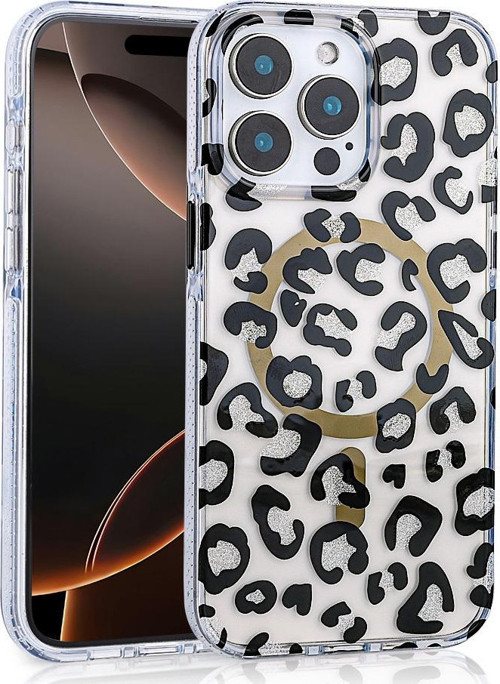 iPhone 14 Pro Max Kılıf Magsafe Şarj Özellikli Desenli Leopar Jago Kapak