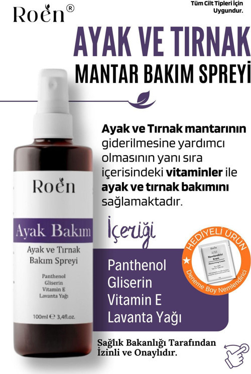 Ayak Ve Tırnak Mantarı, Kötü Koku Ve Mantar Bakım Spreyi Panthenol Ve Vitamin Destekli 100 Ml