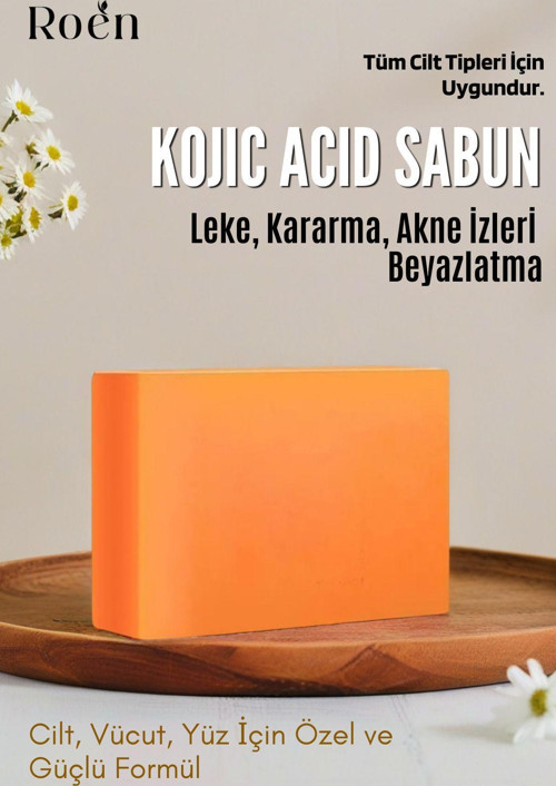 Doğal Kojik Asit Sabunu, Cilt Beyazlatıcı, Leke Giderme, Kararma, Akne, Güneş Lekeleri 110gr