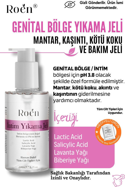 Genital Bölge İntim Yıkama Jeli, Özel Bölge, Genital Bölge Koku, Temizleyici ve Ferahlatıcı, Güzel Koku pH 3.8 İntim Bakım Ürünü 200ml