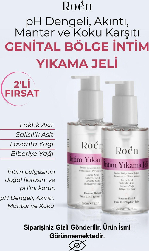 Genital Bölge Yıkama Jeli, Akıntı, Kaşıntı, Mantar, Koku Giderici Intim Yıkama Jeli Ph 3.8 (200MLX2)