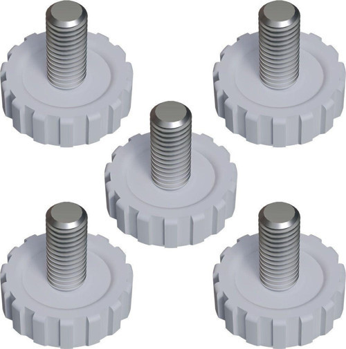 Çap 27 mm Sıkma Baza Ayar Vidası Yükseltme Ayağı Tırtıllı M8 x 16,5 mm (5 Adet) Beyaz