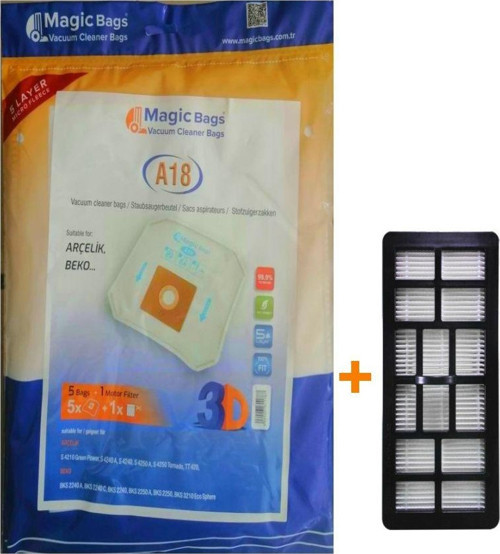 BKS 2250 Süpürge Toz Torbası (Magic Bags) + Hepa Filtre