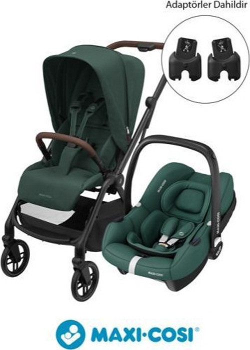 Leona2-Cabriofix I-Size Tek Elle Katlanabilen Ultra Kompakt Çift Yönlü Seyahat Sistem Bebek Arabası Green