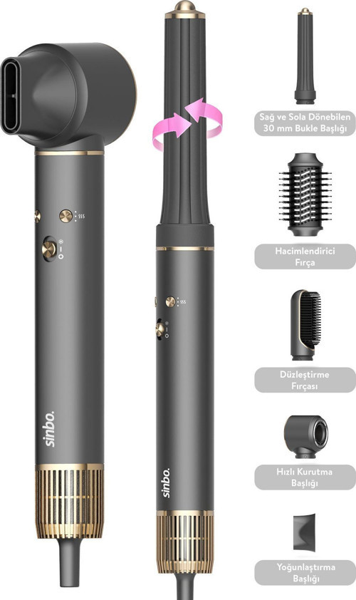 SHD-1719 Pro Compact Multi-Styler Graphite Gray Saç Şekillendirme Seti