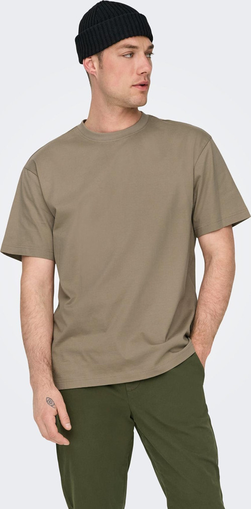 Erkek Onsfred Bisiklet Yaka Kısa Kollu %100 Pamuk T-Shirt 22022532 Toprak