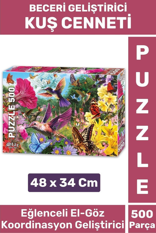 Özel Eğlenceli El Göz Koordinasyon Beceri Görsel Algı Geliştirici Çocuk 500 Parça PUZZLE KUŞ CENNETİ