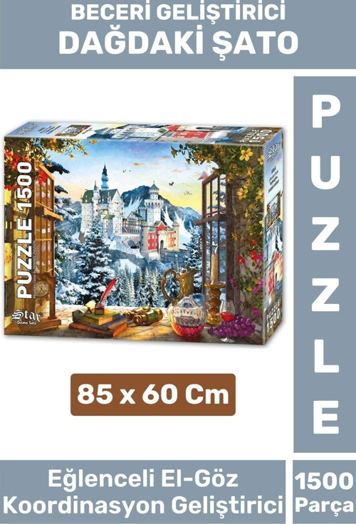 Premium Eğlenceli El Göz Koordinasyon Hafıza Beceri Geliştirici 1500 Parça PUZZLE DAĞDAKİ ŞATO