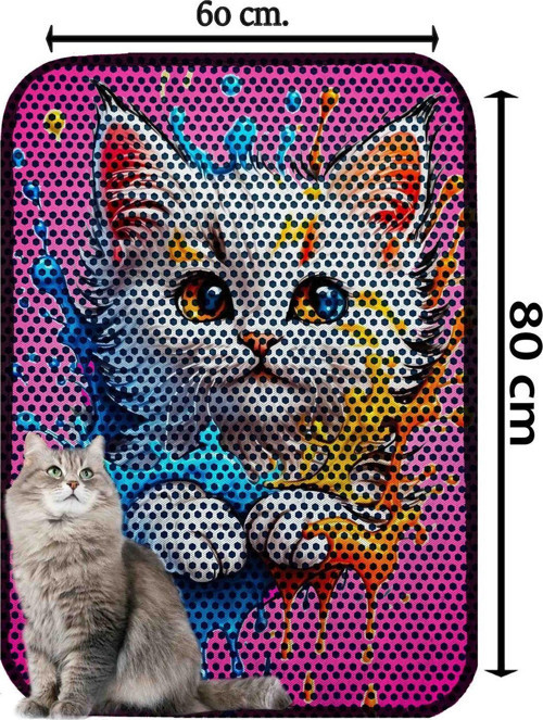 Büyük Boy Elekli Tuvalet Önü Desenli Kedi Kumu Paspası 60 X 80 Cm