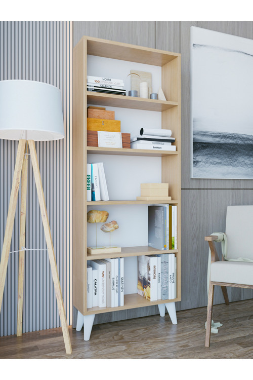 Marbella Açık Kitaplık 5 Raflı Dekoratif Salon Oturma Odası Sığ Derinlik 60x160 Cm