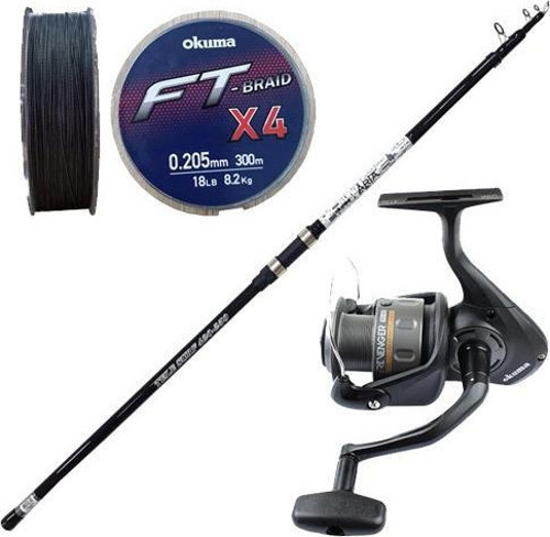 YekOutdoor Okuma Surf Kamışı Seti Okuma Aria Tele Surf 4,20 cm 100-250 gr Surf Kamışı &Okuma Revenger RV-65 FD Olta Maki