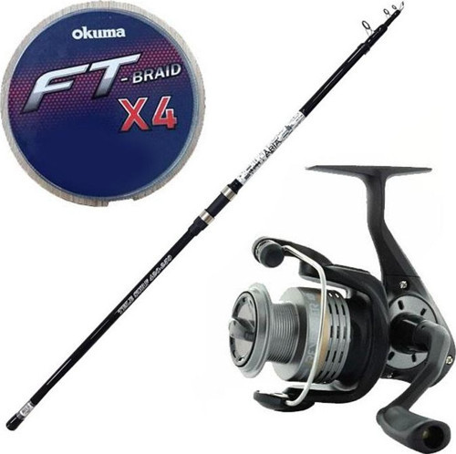 YekOutdoor Olta Seti Okuma Aria Tele Surf 3,90 cm 100-200 gr Surf Kamışı&Okuma Revenger RV-55 FD Olta Makinesi
