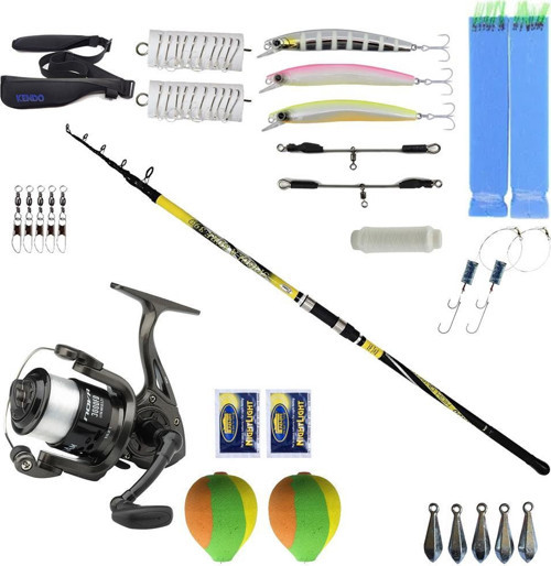 YekOutdoor Full Takım Olta Seti Kendo Spigola Surf 420cm 100-200 gr Teleskopik Kamış&Dam Nova 7000 FD 1BB 337M/0.40MM Ol
