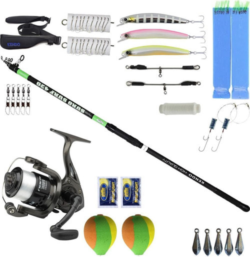 YekOutdoor Full Takım Olta Seti Kendo Suro Surf 420cm 100-200gr Teleskopik Olta Kamışı&Dam Nova 7000 FD 1BB 337M/0.40MM