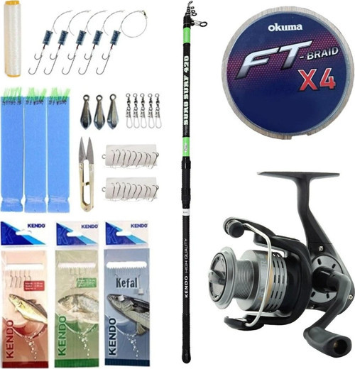 YekOutdoor Hazır Olta Seti Kendo Suro Surf 420cm 100-200gr Olta Kamışı&Okuma Revenger RV-55 FD Olta Makinesi