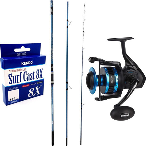 YekOutdoor Profesyonel Olta Seti Okuma Surfliner 420cm 100-250gr 3 Parça Olta Kamışı&Okuma Azores ZXP-8000 Olta Makinesi