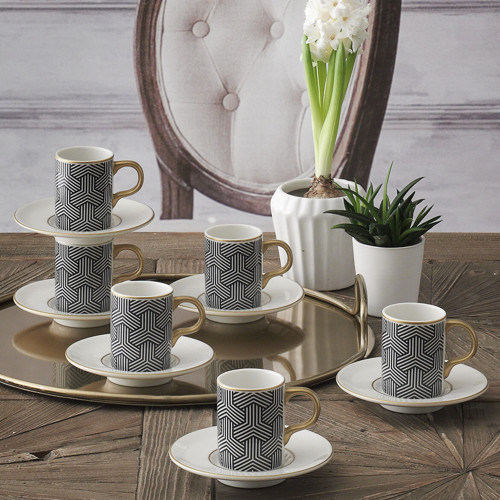 Camelia 12 Parça 6 Kişilik Bone Türk Kahvesi Fincan Takımı - 5551