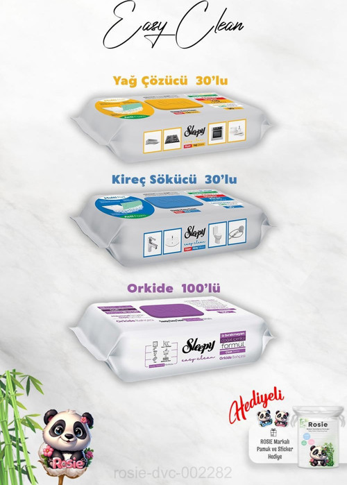 Orkide Bahçesi 100'lü Easy Clean, Kireç ve Yağ Çözücü 30'lu ve Rosie Hediye