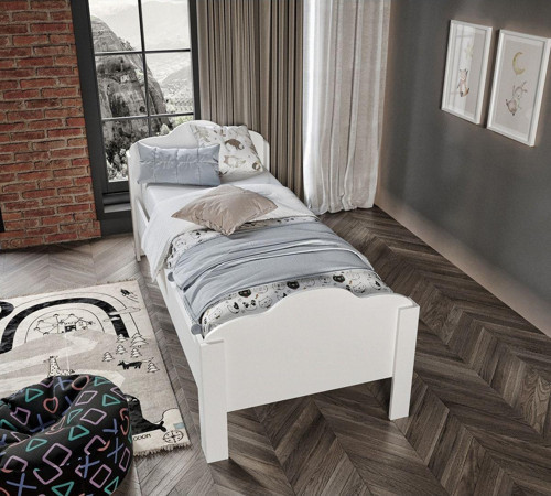 Aden Tek Kişilik Ayaklı Mdf Karyola Beyaz - 90 Cm X 190 Cm Yataklarla Uyumlu
