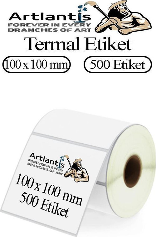 100x100 mm Barkod Etiketi Yapışkanlı 1 Adet Rulo Etiket Termal Barkot Terazi Etiketi 500 lü Barkod Yazıcılara 10x10cm
