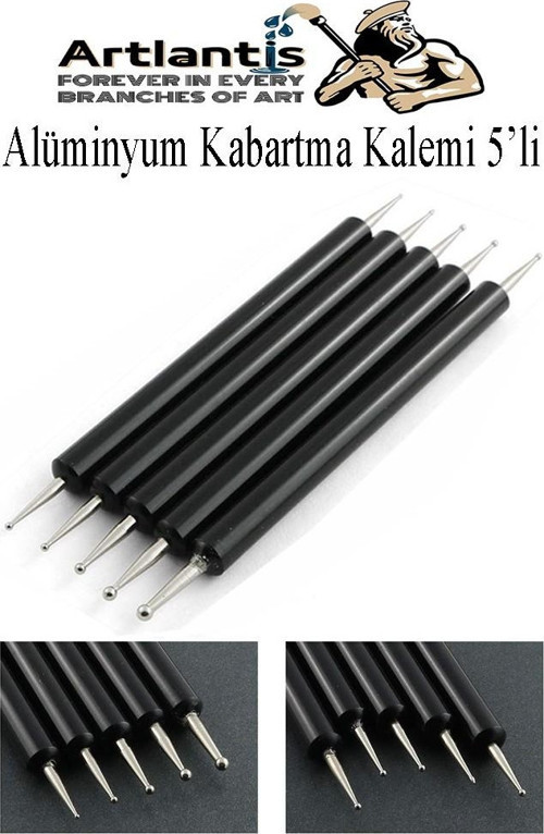 Ahşap Alüminyum Kabartma Kalemi 5 li 1 Paket Aliminyum Folyo Kabartma Çift Uçlu İzleme Noktalama Kalemi Gravür