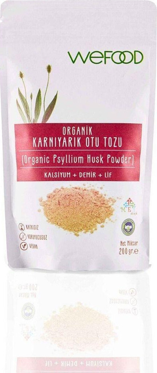 Organik Glütensiz Vegan Katkısız Karnıyarık Otu (psyllium) Tozu 200 Gr