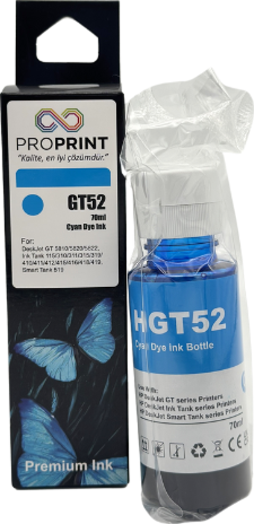 HP GT52 Mavi Muadil Mürekkep 70 ML GT-5821 - GT-5822