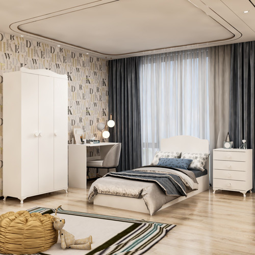 Garaj Home Yıldız 3 Kapaklı Genç Odası Takımı Beyaz