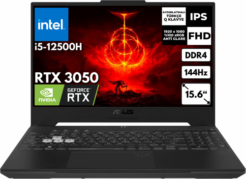 TUF Gaming F15 i5-12500H 16 GB 2 TBSSD 4 GB RTX3050 15.6'' FHD 144Hz Windows 11 Pro FX507ZC4-T8GN512 BT62