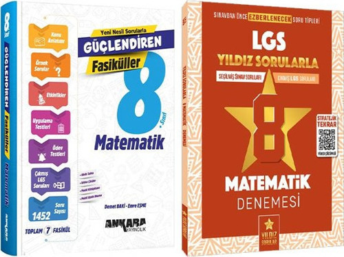 Ankara 2025 LGS Matematik Güçlendiren Fasikül ve Yıldız LGS Matematik 8 li Deneme 2 Kitap Set