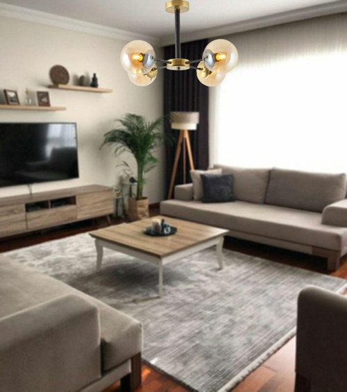 Tt009-4 Esk Eskitme Rengi Kaplama 4 Lü Bal Camlı Lüks Avize