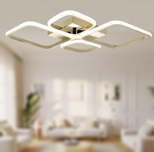 Tt050-Fsr ( Beyaz Işık ) Baklava Desen Fransız Sarı Kaplama 4 Lü Led Avize