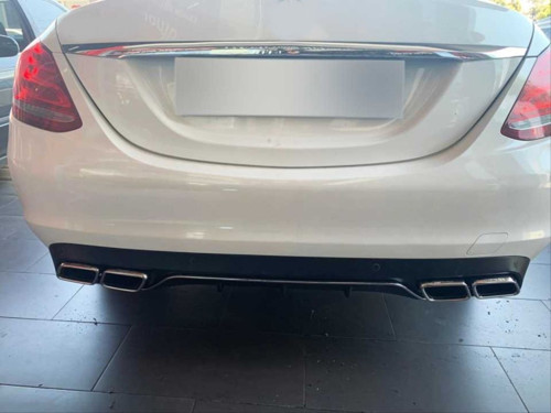 Mercedes W205 Uyumlu C63 Silver Difüzör & Egzoz Seti (Normal Sedan) - Silver Egzoz İle