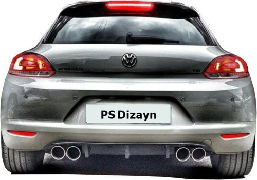 Volkswagen Scirocco Uyumlu (2009-2014) Makyajsız Ps Arka Tampon Eki - Difüzör (Plastik)