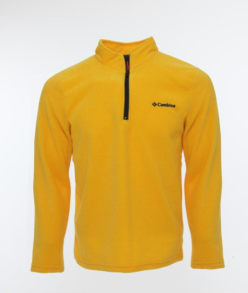 Sarı Shoftsell Erkek Polar Günlük Rahat Standart Yarım Fermuarlı Çepsiz Hırka Outdoor Sarı 2XL