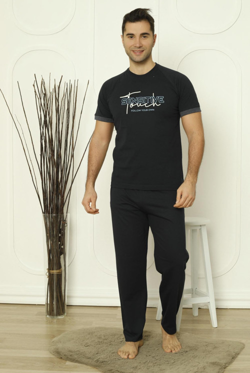 Falkom 8106 Penye Erkek Süprem Yazlık Kısa Kollu Pijama Takımı