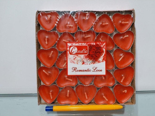 50'li Kırmızı Kalpli Tealight Mum 1,5 Saat Yanar (Masa, Yer Süsleme Organizasyon)