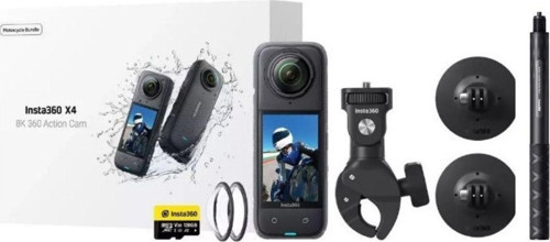 X4 360 Derece 8K Aksiyon Kamera Full Motorsiklet Kiti (Türkiye Distribütörü Garantili)