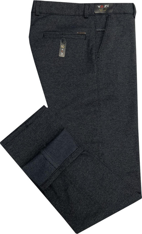 Yazı Klasik Fit Likralı Erkek Füme Kanvas Pantolon-6927