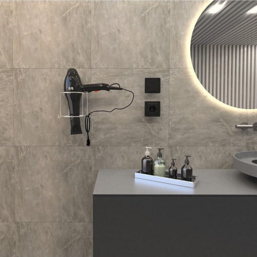 DC-4792 Dekoratik Krom Yapıştırmalı Fön Banyo Metal Saç Kurutma Fön Makinesi Askısı Krom