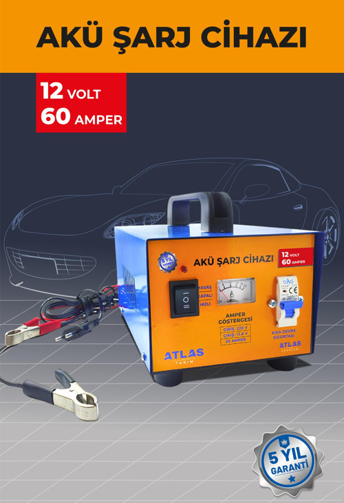 AKÜ ŞARJ CİHAZI 12 VOLT 60 AMPER 5 YIL GARANTİ